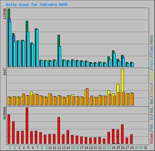 Daily usage for February 2025